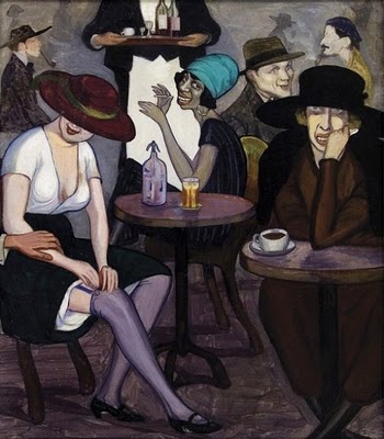 Shalva_Kikodze,_Artists'_coffee-house_in_Paris,_1920